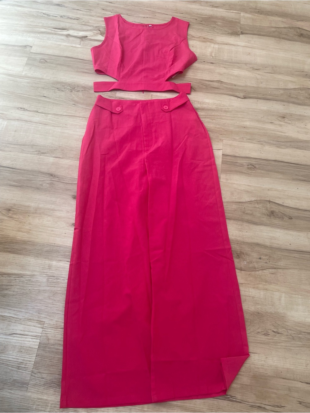 Hot Pink Two-Piece Cutout Maxi Set